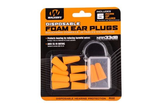 Walker's foam earplugs, 5 pairs.